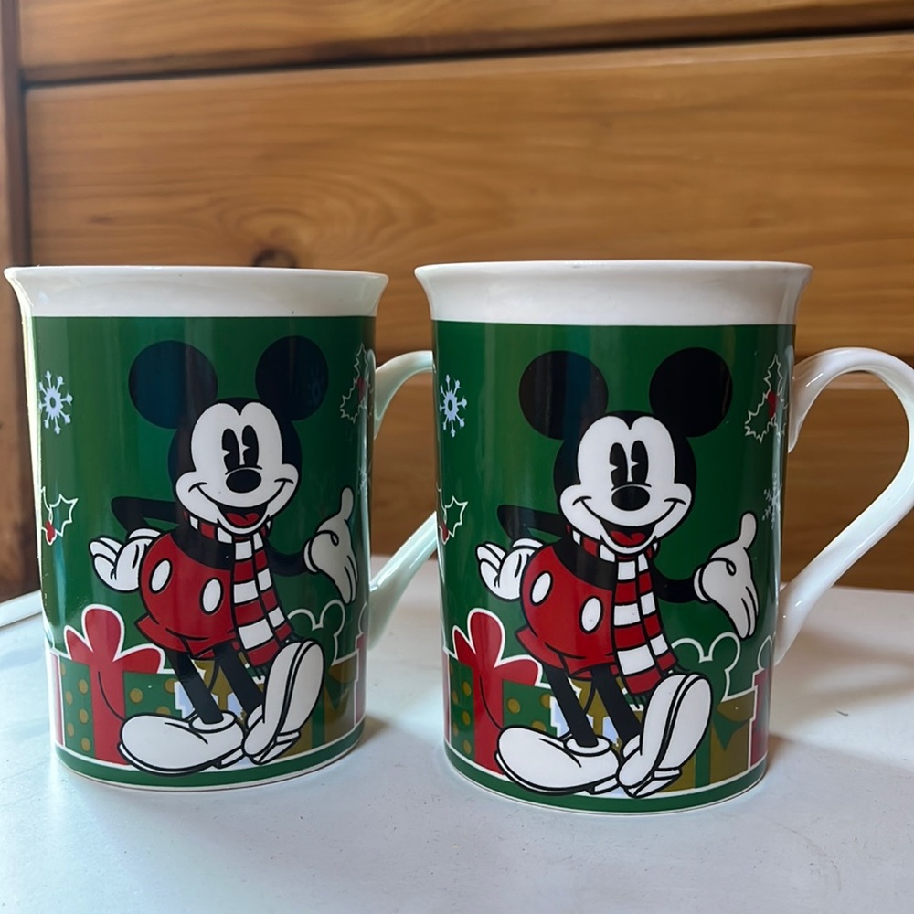 Set of two Disney Mickey Mouse mugs with coaster